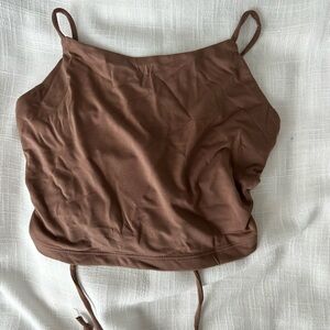 Love Tree Taupe Cropped Tank with Thin Straps